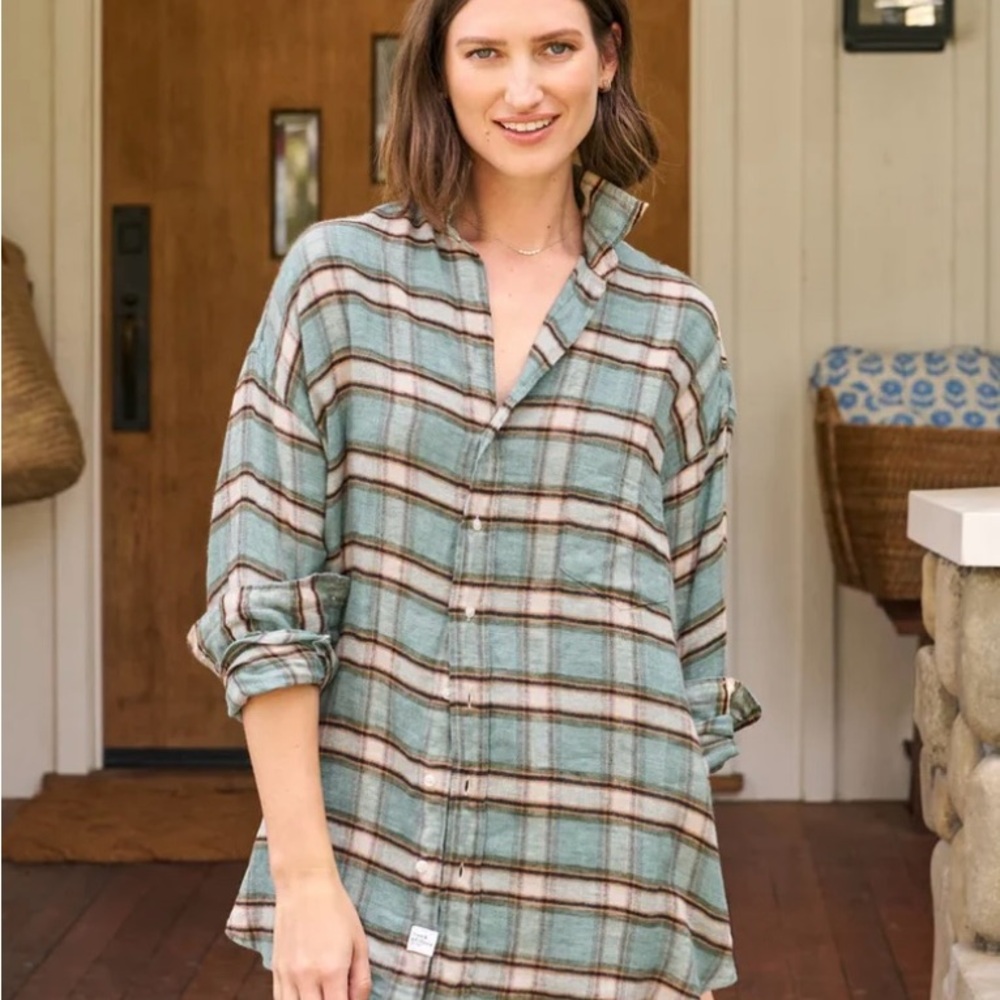 Frank & Eileen Green Sand Plaid Shirley Button Down Shirt